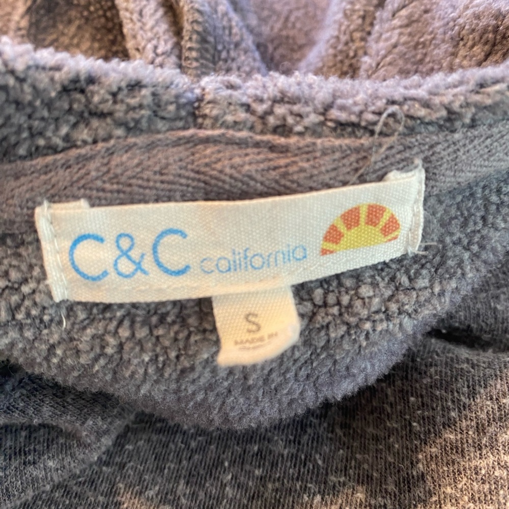 C&C California Grey Fleece Hoodie Size Small - Picture 10 of 11